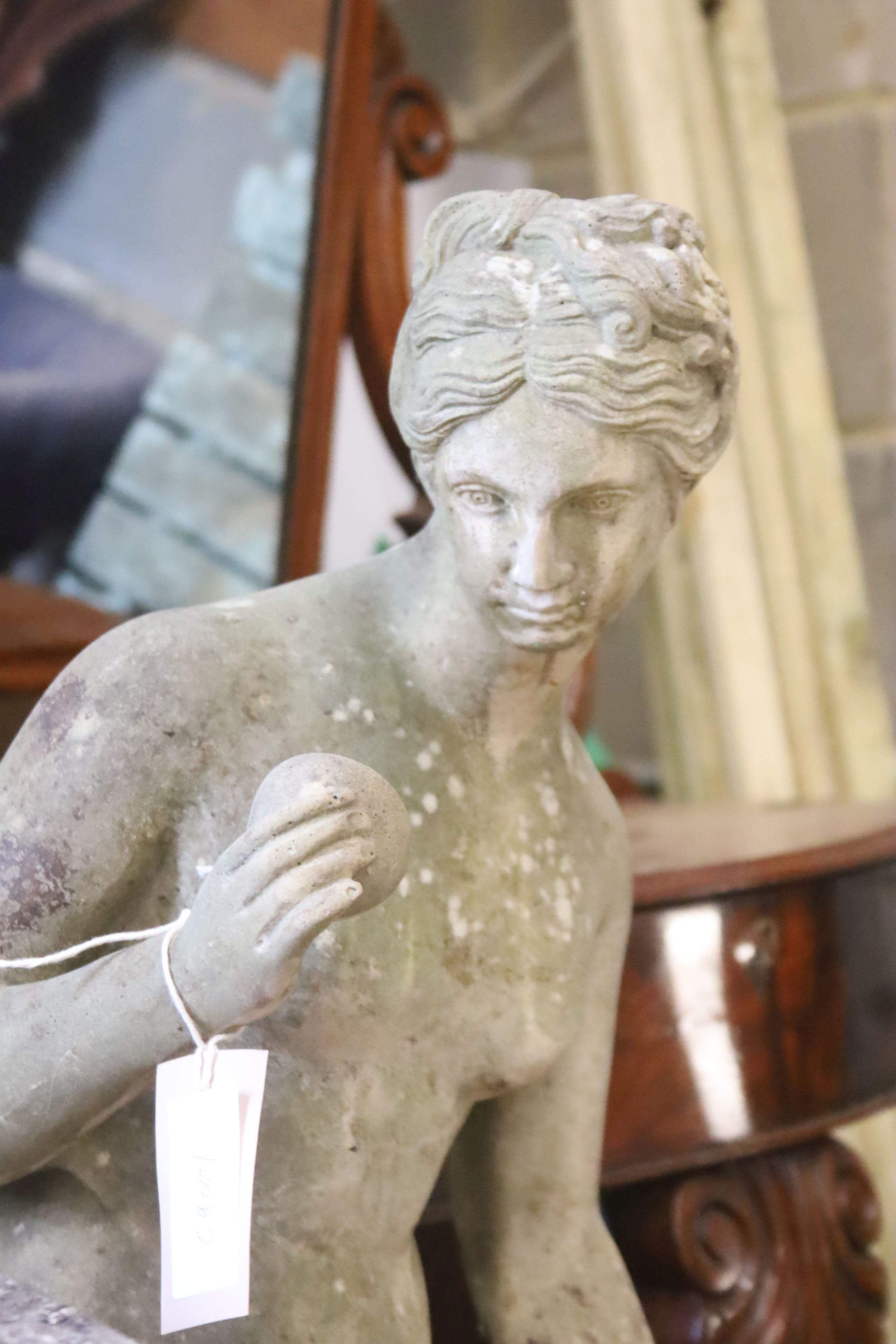 A reconstituted marble garden statue, height 89cm